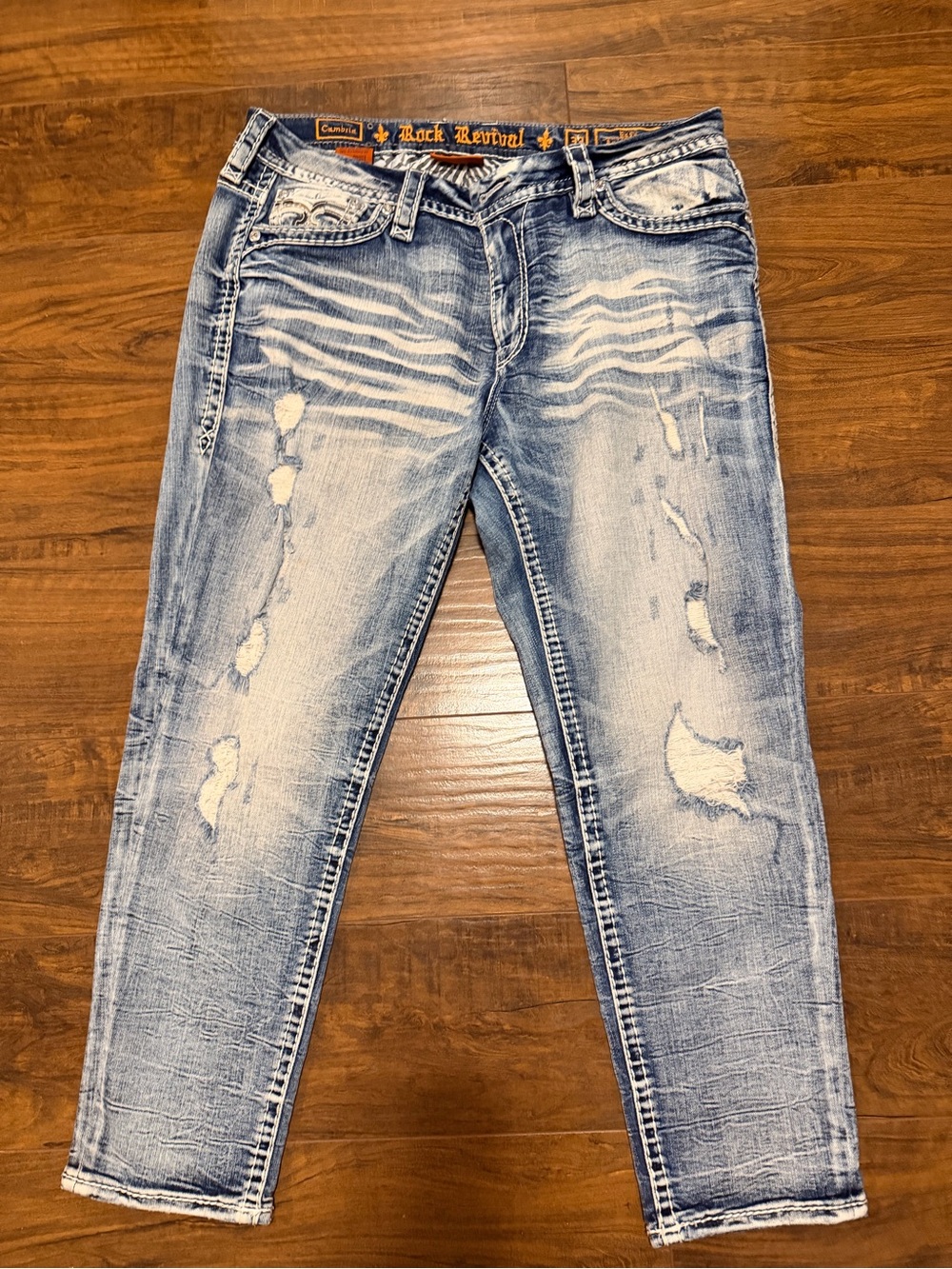 Rock Revival Women's Distressed Washed Blue Boyfriend Jeans